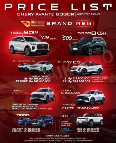 Pricelist Harga Chery cileunyi 2025